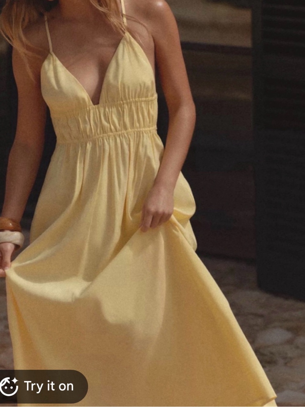 Zara butter yellow maxi dress size medium